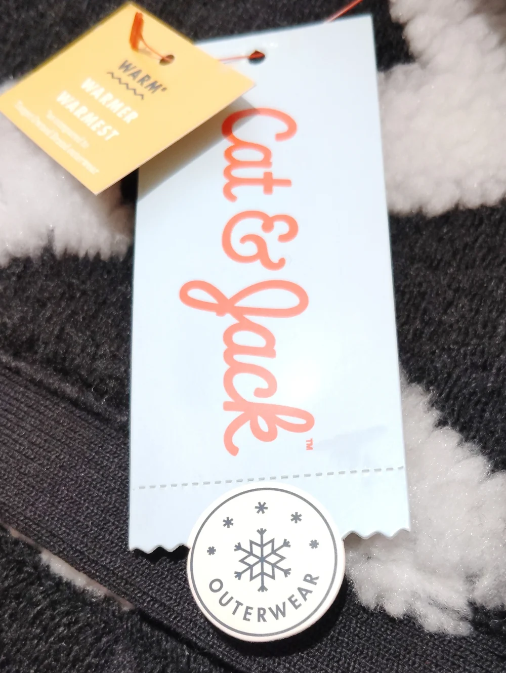 Cat & Jack Black Fleece Jacket with White Heart Pattern